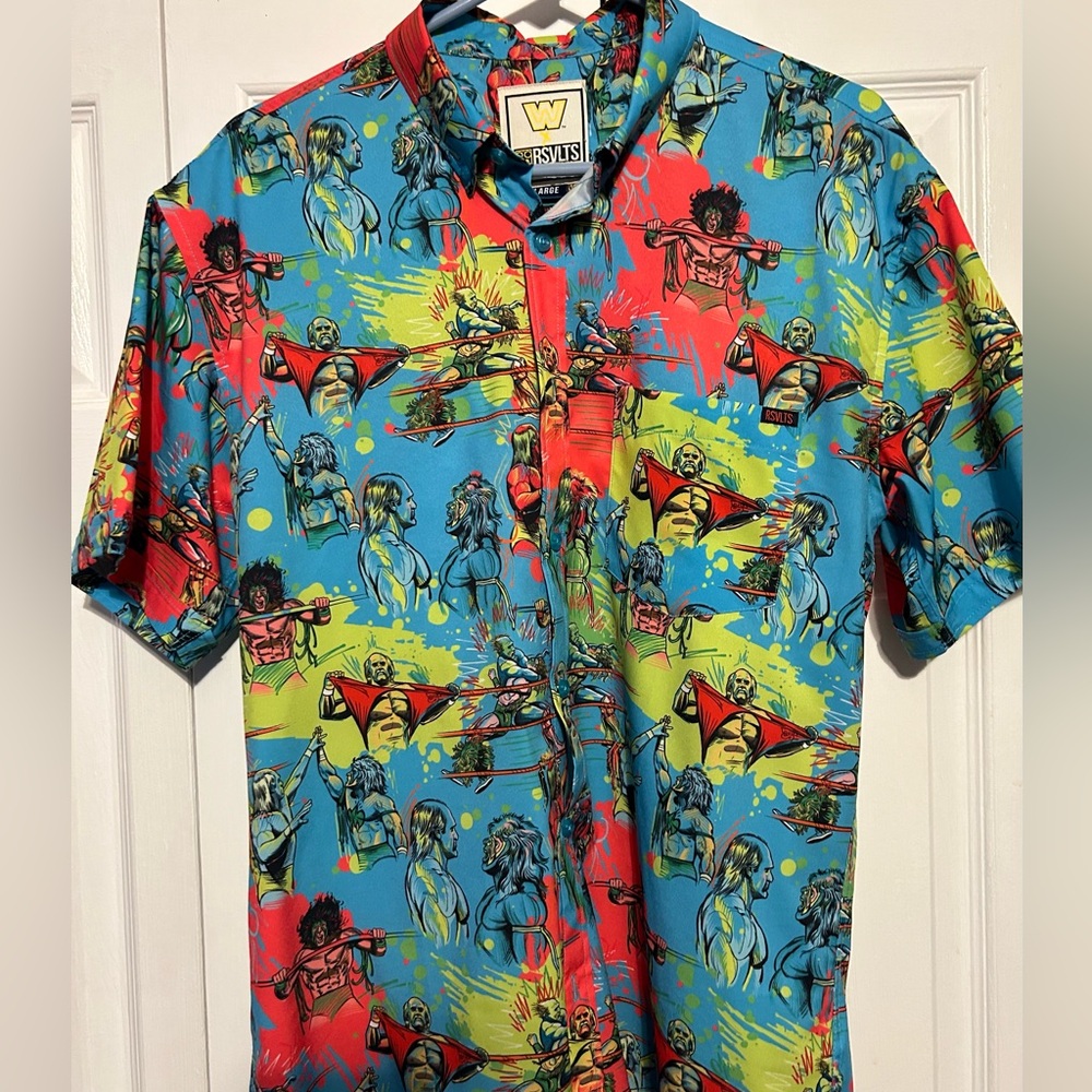 RSVLTS WWE Button Down shirt. Hogan vs Warrior